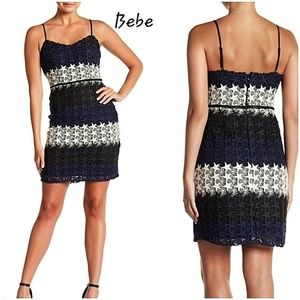 Bebe Colored Star Embroidered Mini Dress